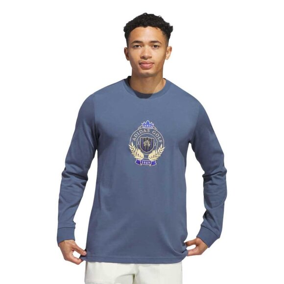adidas Other - Adidas Go-To Crest Blue Graphic Long Sleeve T-Shirt Size Large